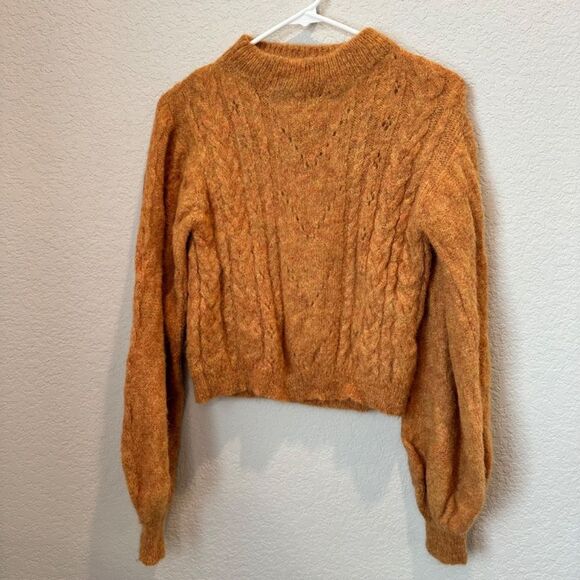 Stella Pardo Paris Orange Tan Alpaca “Misae” Pullover Mock Neck Sweater - XS EUC - Picture 4 of 9